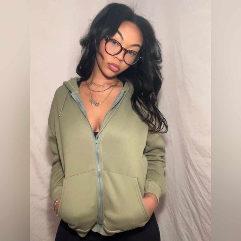 Green Zip Up Oversized Hoodie Size: S Women’s